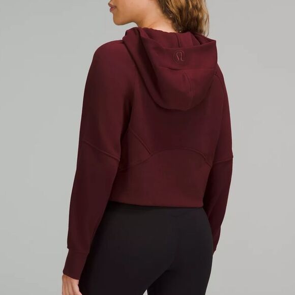 Lululemon Scuba Oversized Full Zip Hoodie Jacket Crop Red Merlot XS/S - Picture 3 of 7